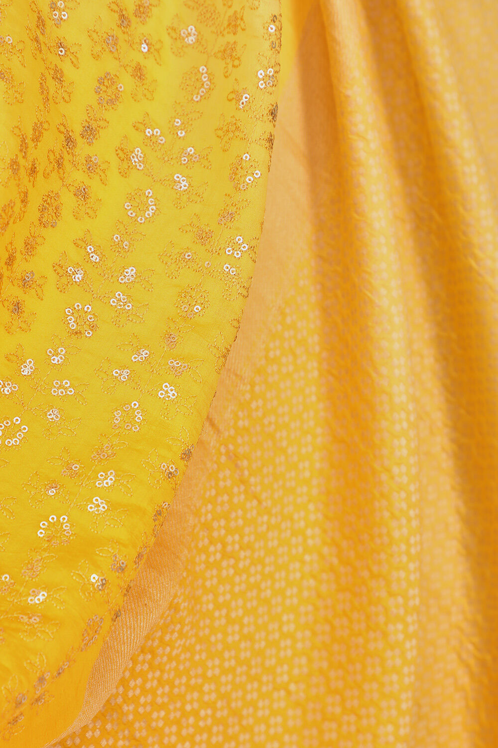 Yellow Pure Silk Organza Embroidery Banarasi Saree image number null