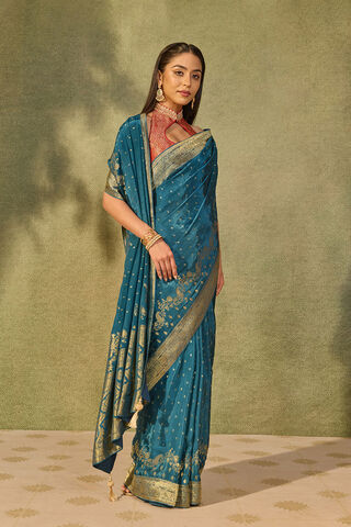 Blue Woven Pure Viscose Saree thumbnail image number null