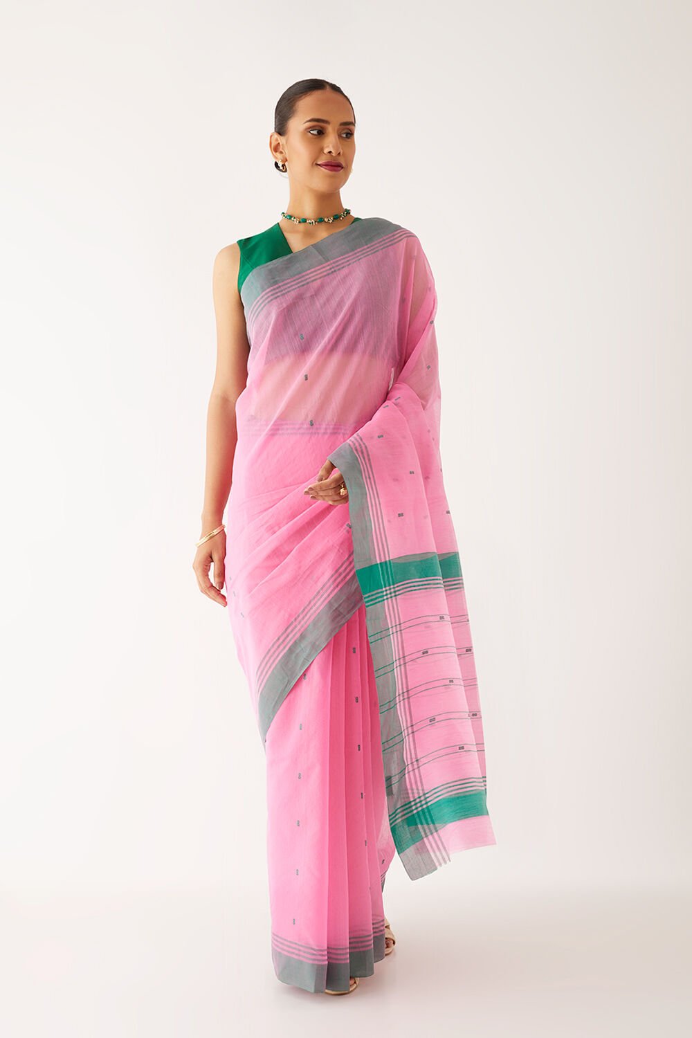 Pink Pure Silk Cotton Chanderi Saree image number null