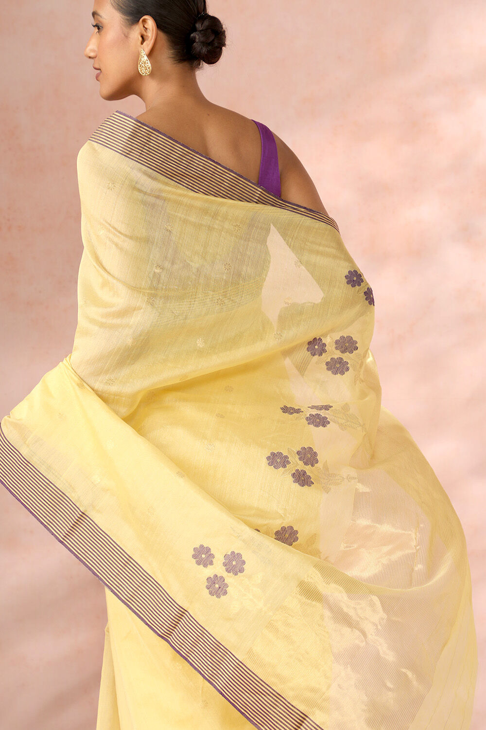 Yellow Chanderi Pure Silk Cotton Woven Saree image number null