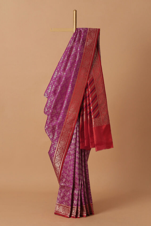 Purple Pure Silk Banarasi Brocade Saree