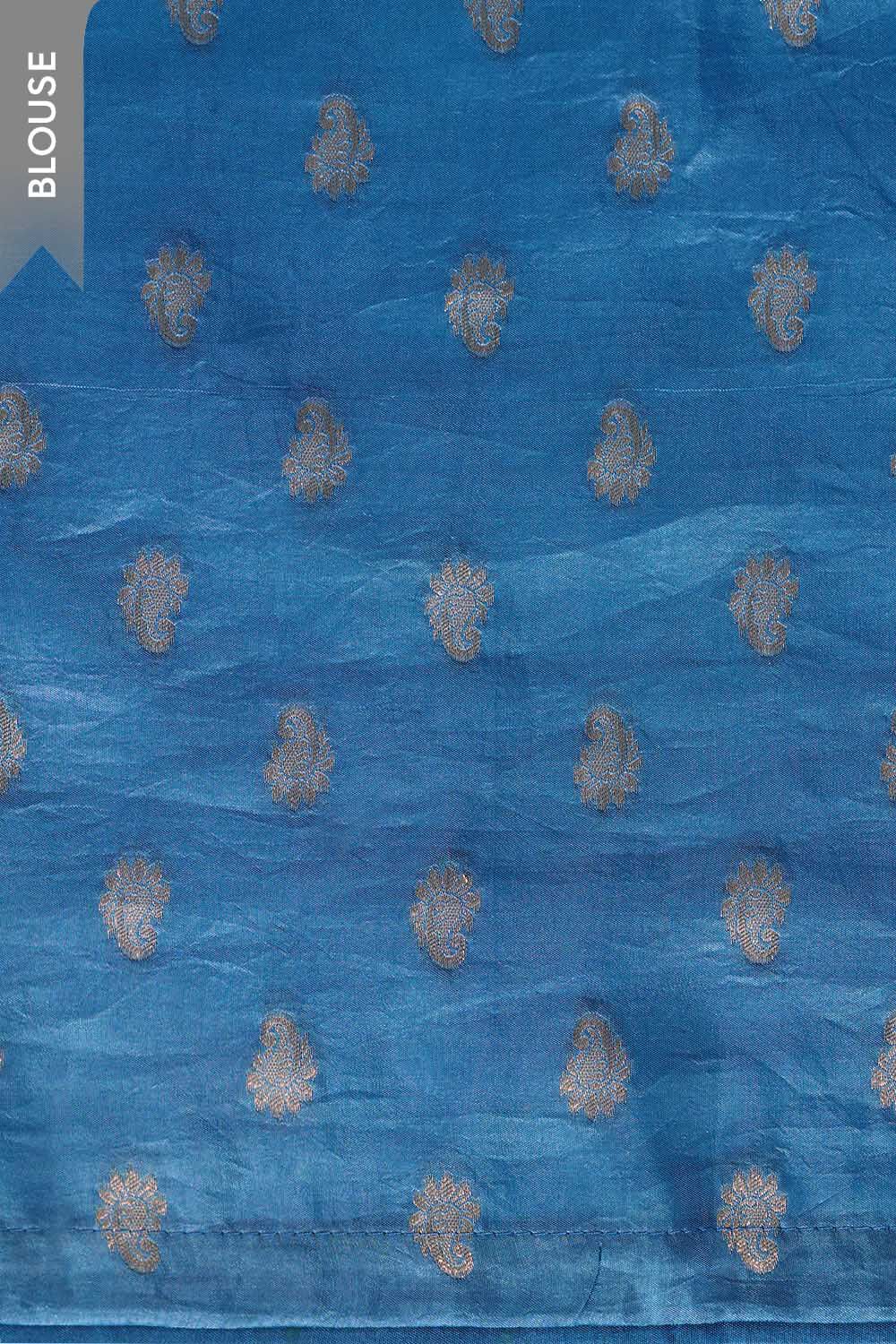 Blue Woven Design Viscose Saree image number null