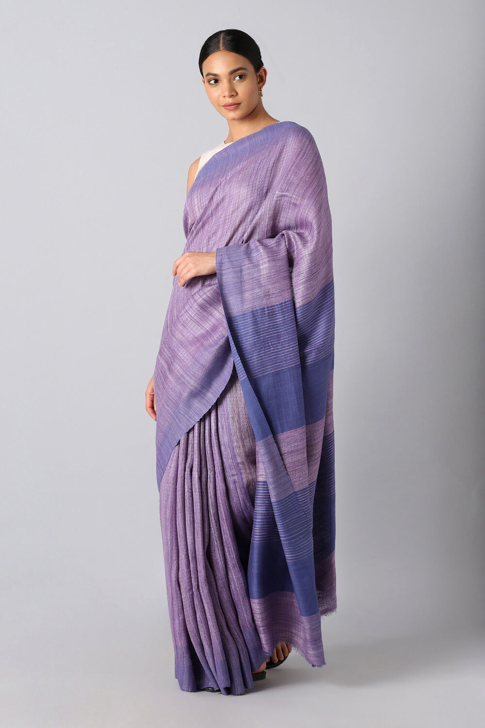 Violet Pure Tussar Bhagalpuri Saree image number null