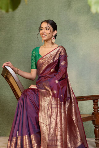 Dark Blue Banarasi Inspired Design Silk Viscose Kadwa Saree image number