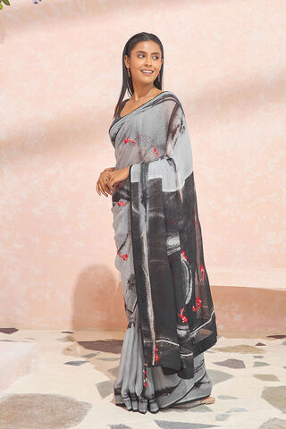 Grey Digital Printed Viscose Organza Saree thumbnail image number null