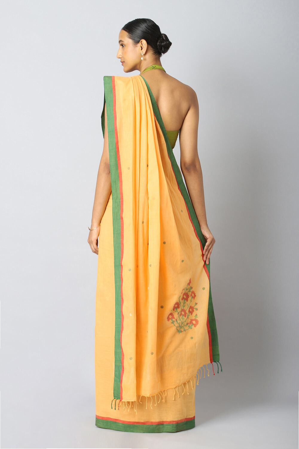 Light Yellow Cotton Pure Khadi Jamdani Saree image number null