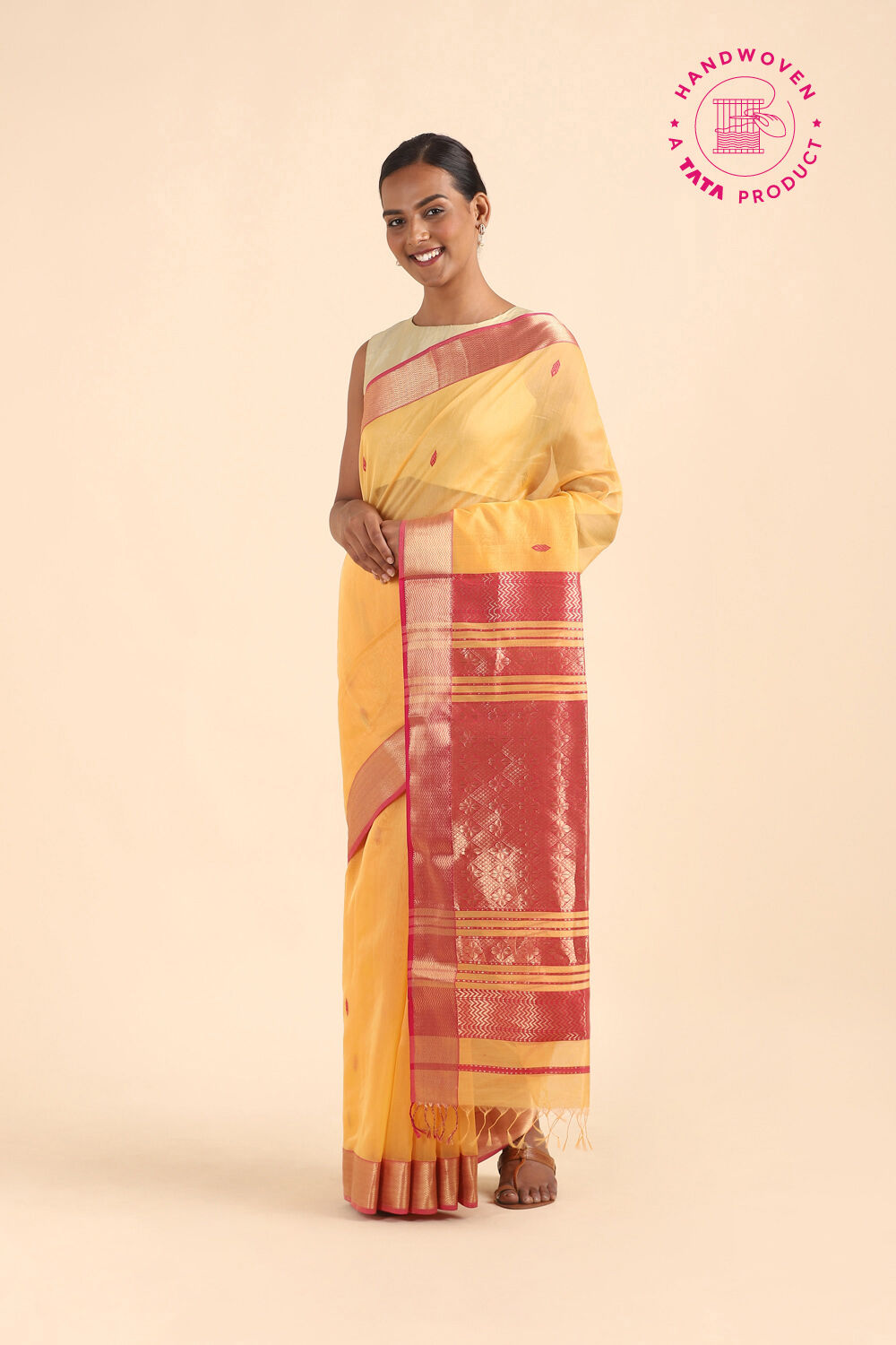 Orange Pure Silk Cotton Maheswari Saree image number null