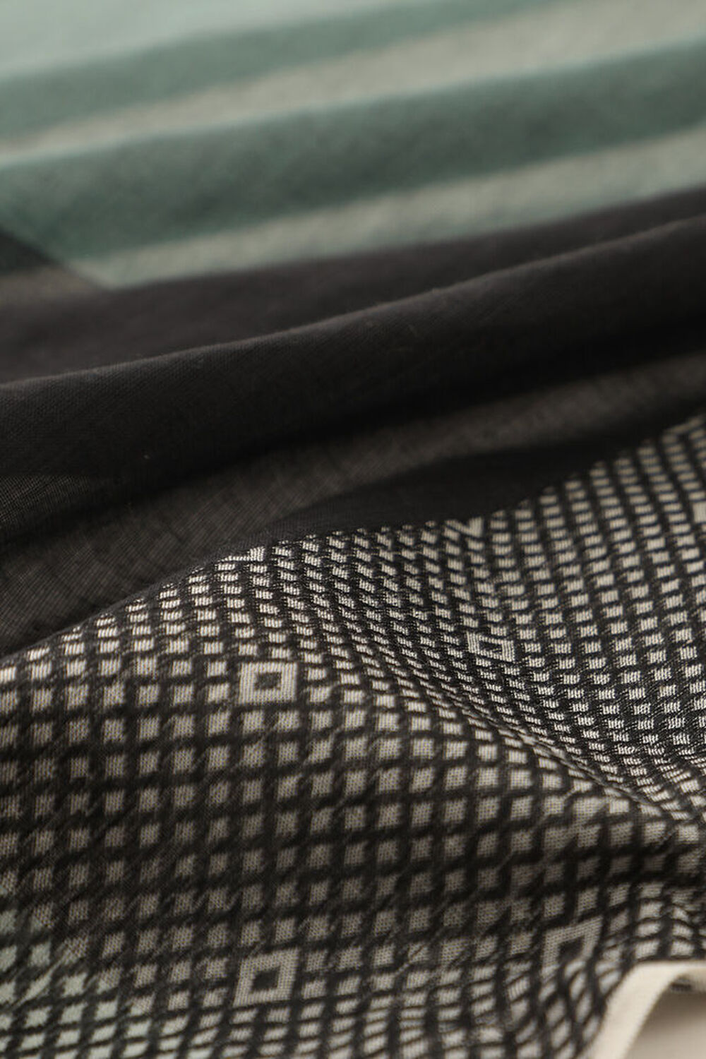 Smoky Green Pure Cotton Woven Bengali Saree image number null