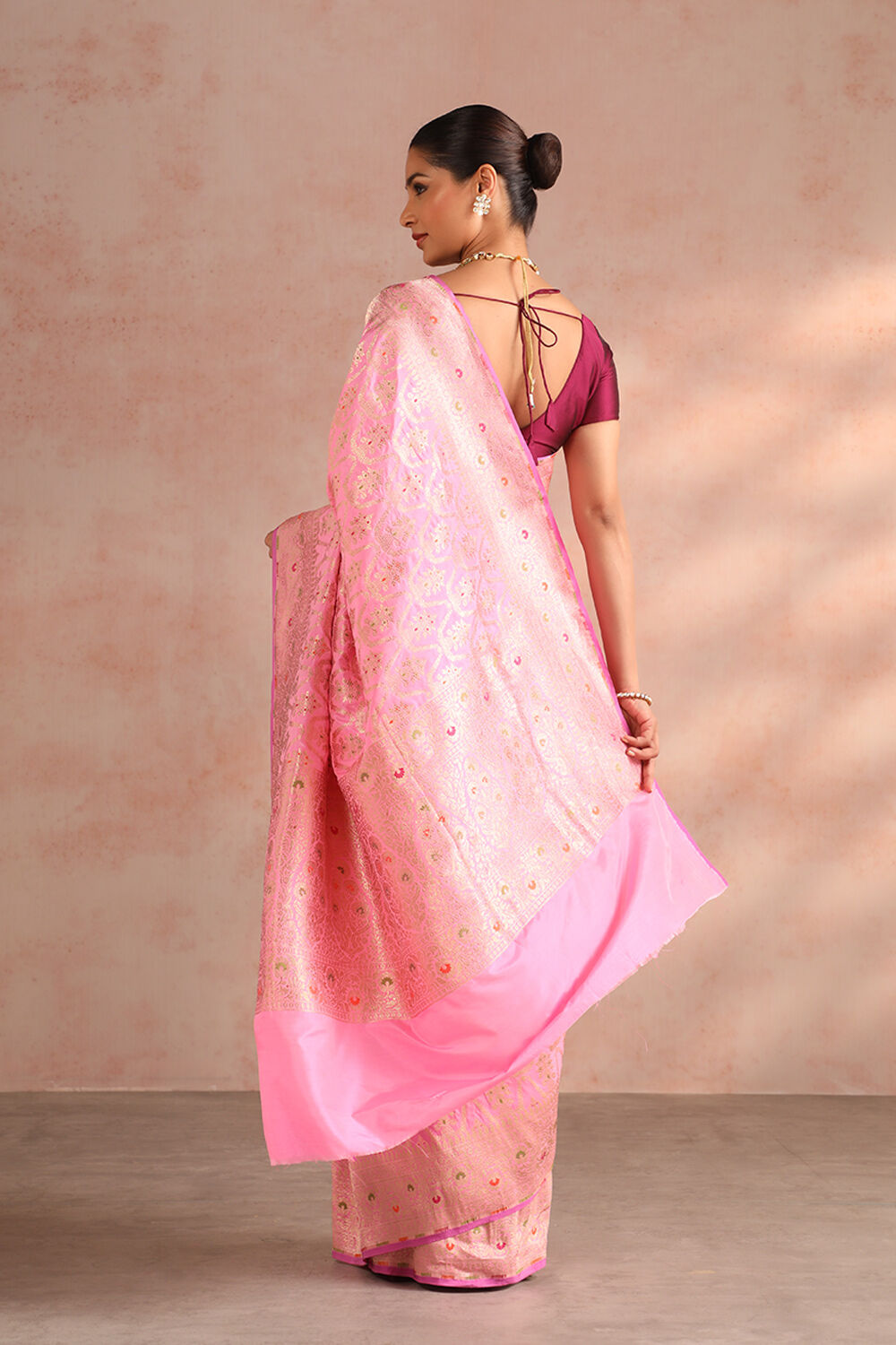 Pink Pure Silk Woven Banarasi Saree image number null