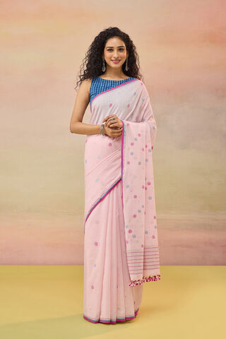 Light Pink Bengal Pure Cotton Jamdani Saree image number