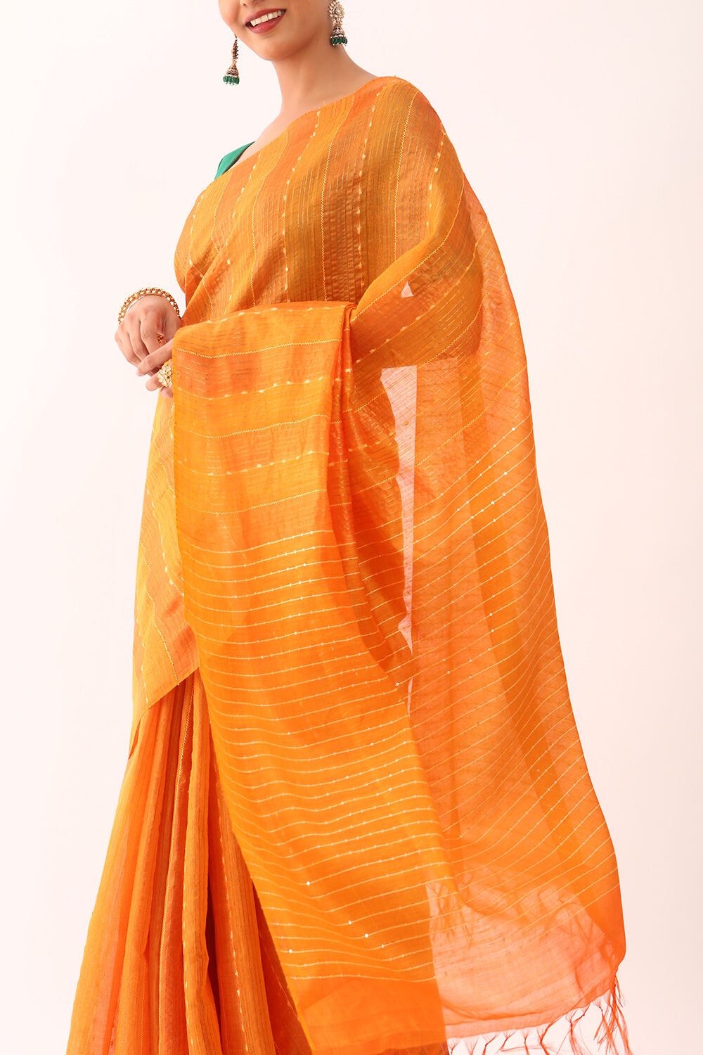 Orange Chattisgarh Woven Pure Tussar Silk Saree image number null