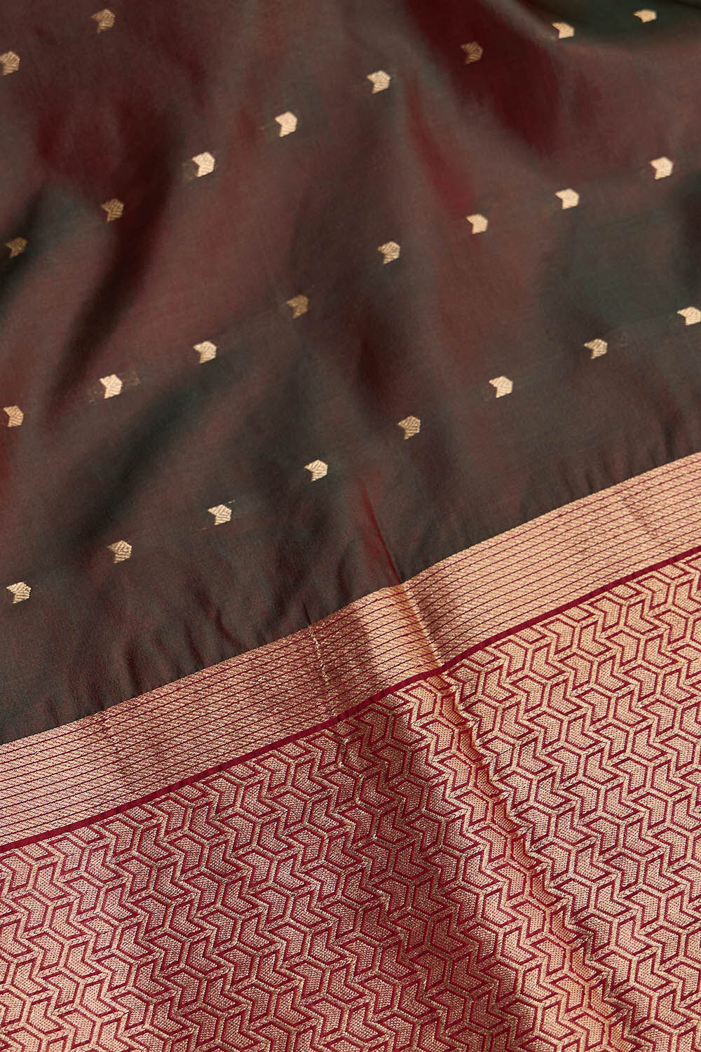 Dark Green Silk Viscose Cutwork Saree image number null