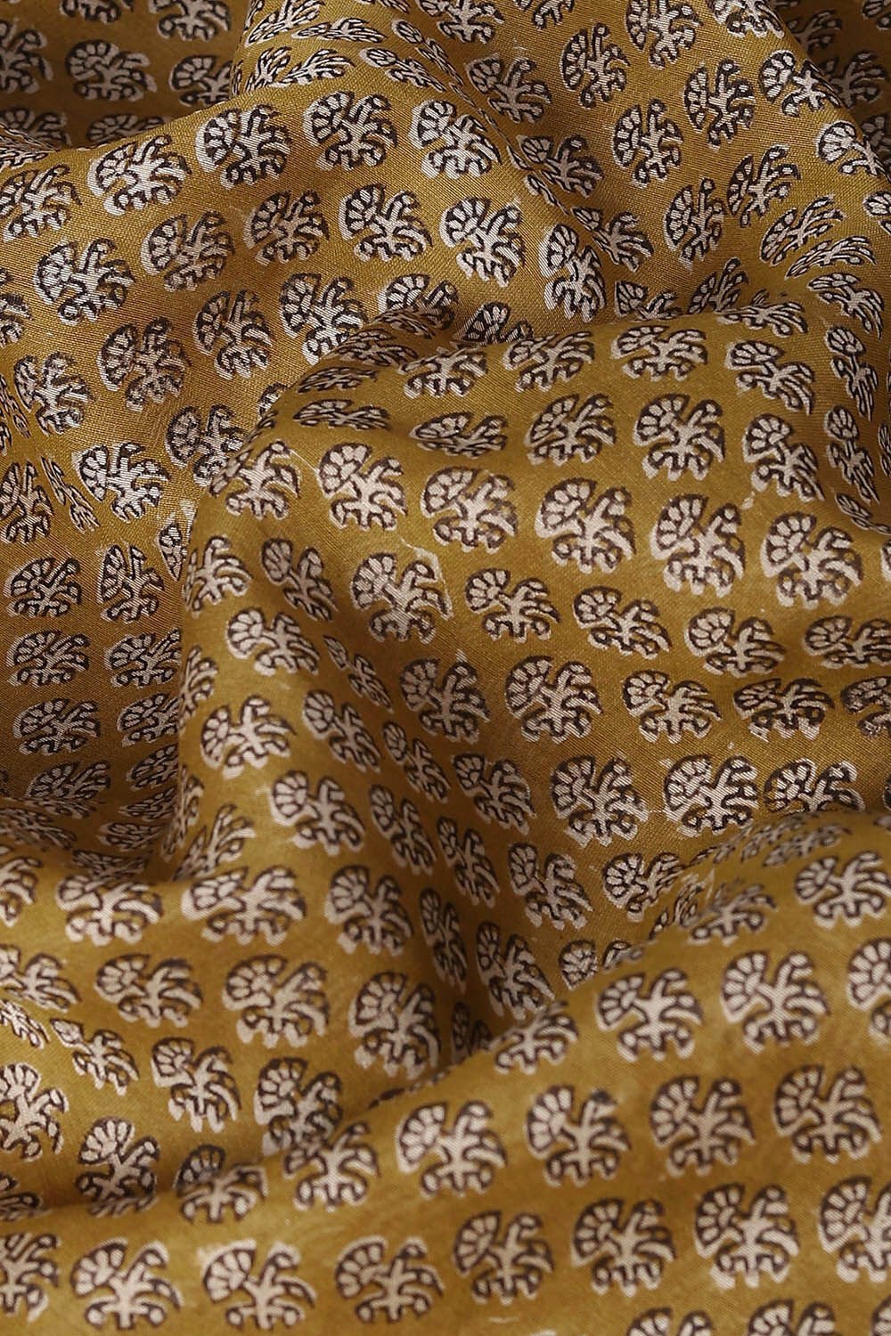 Yellow Pure Silk Cotton Bagru Printed Saree image number null