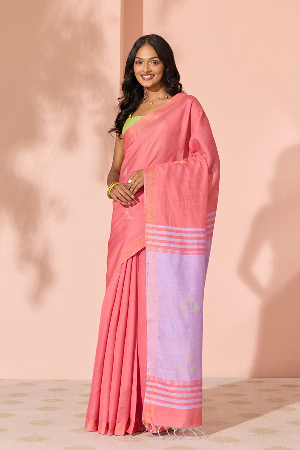 Light Red Woven Silk Viscose Bhagalpur Saree image number null