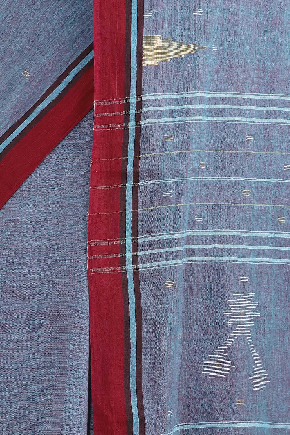 Blue Cotton Pure Khadi Cotton Jamdani Saree image number null
