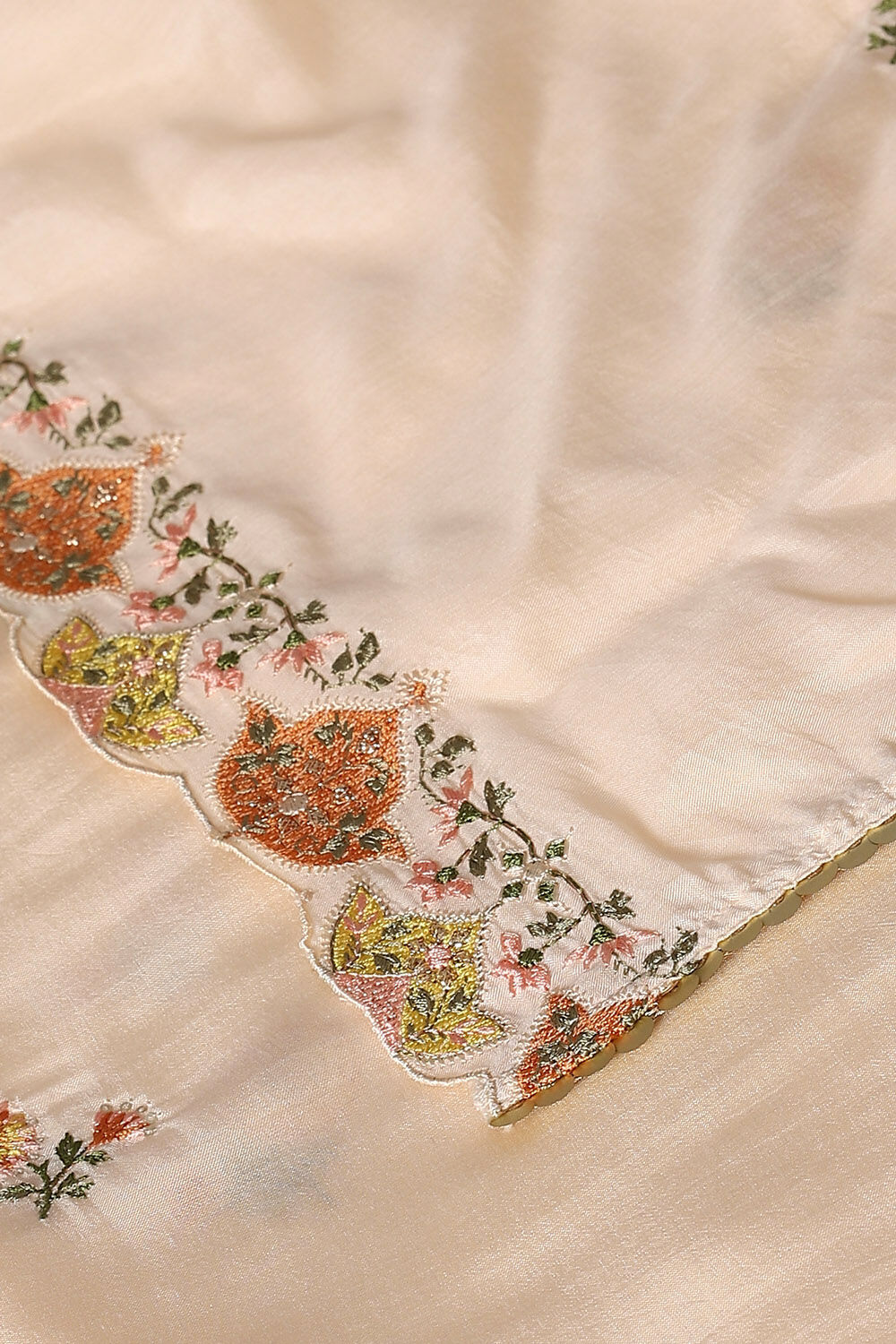 Light Orange Viscose Embroidered Saree image number null
