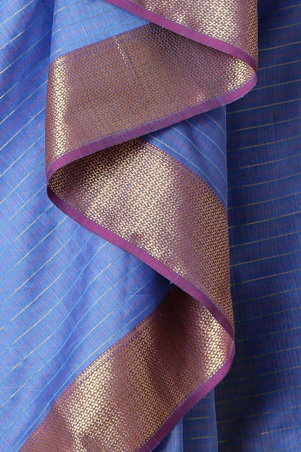 Blue Pure Silk Cotton Maheswari Saree image number null