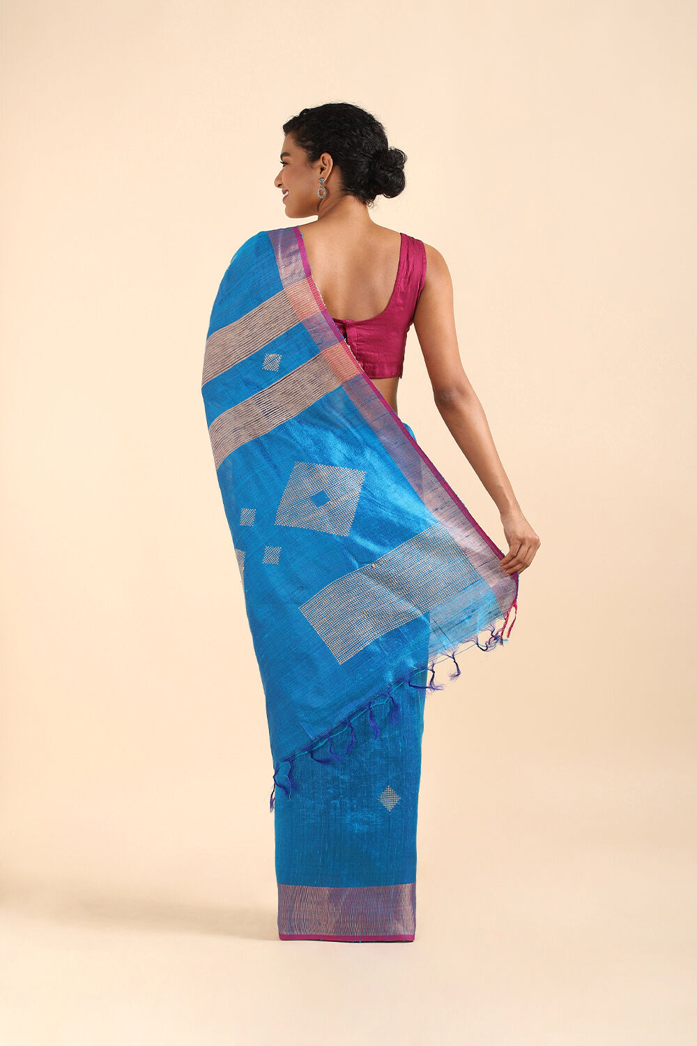 Blue Pure Tussar Silk Bhagalpuri Saree image number null
