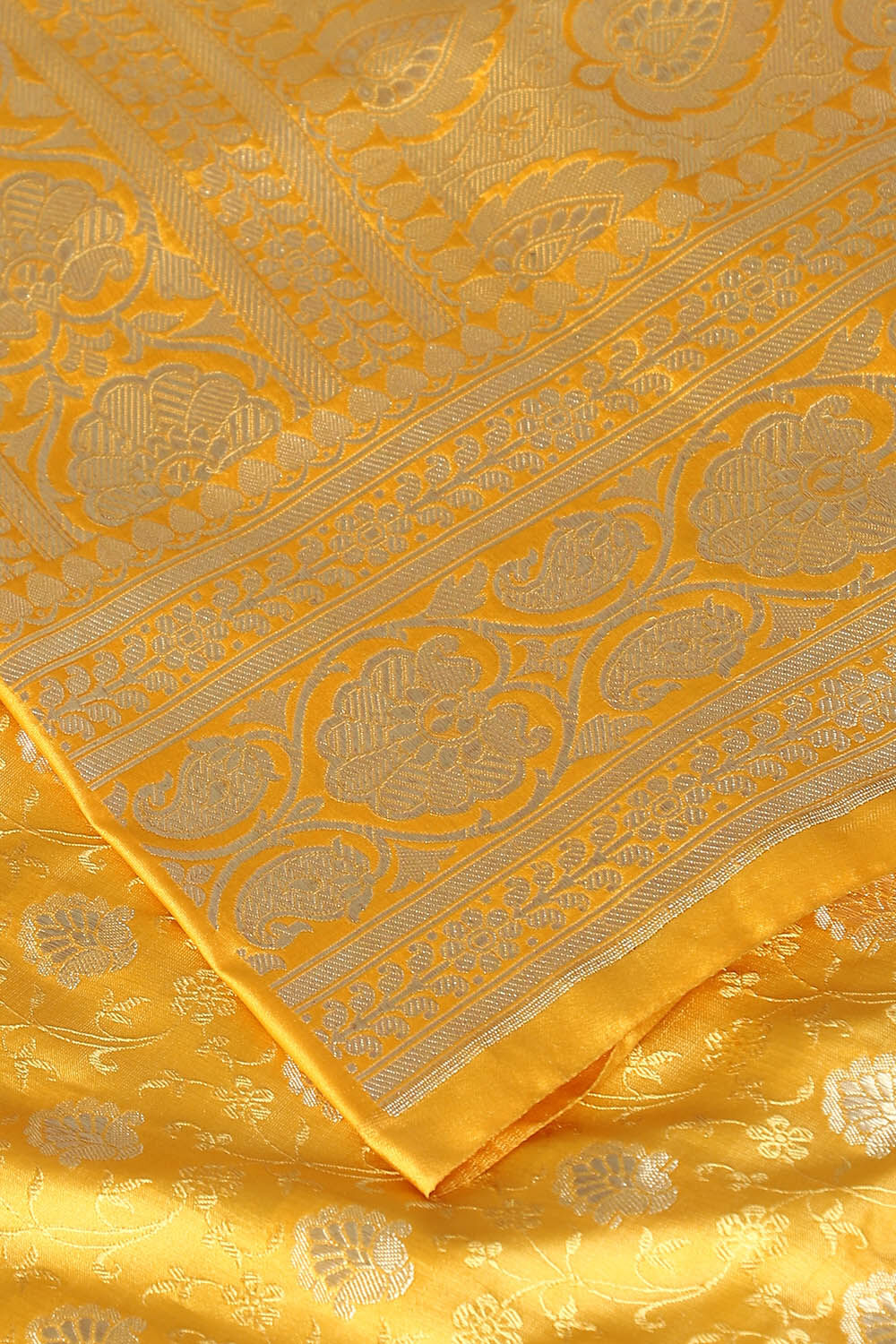 Dark Yellow Pure Silk Banarasi Tanchoi Saree image number null