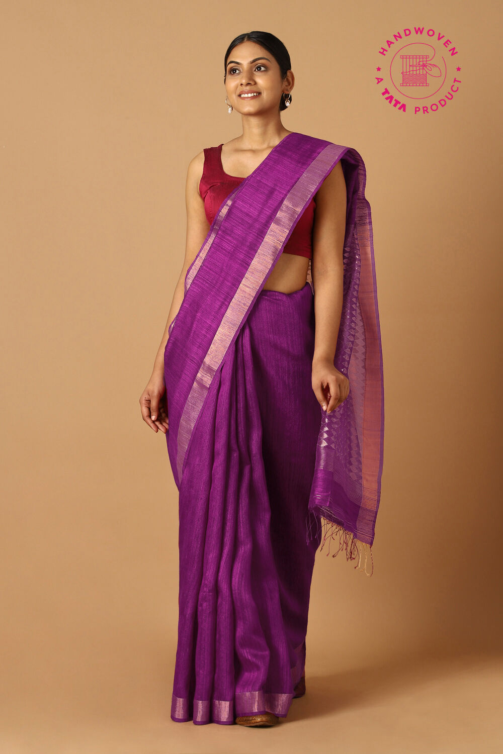 Purple Pure Silk Vanya Jamdani Saree image number null