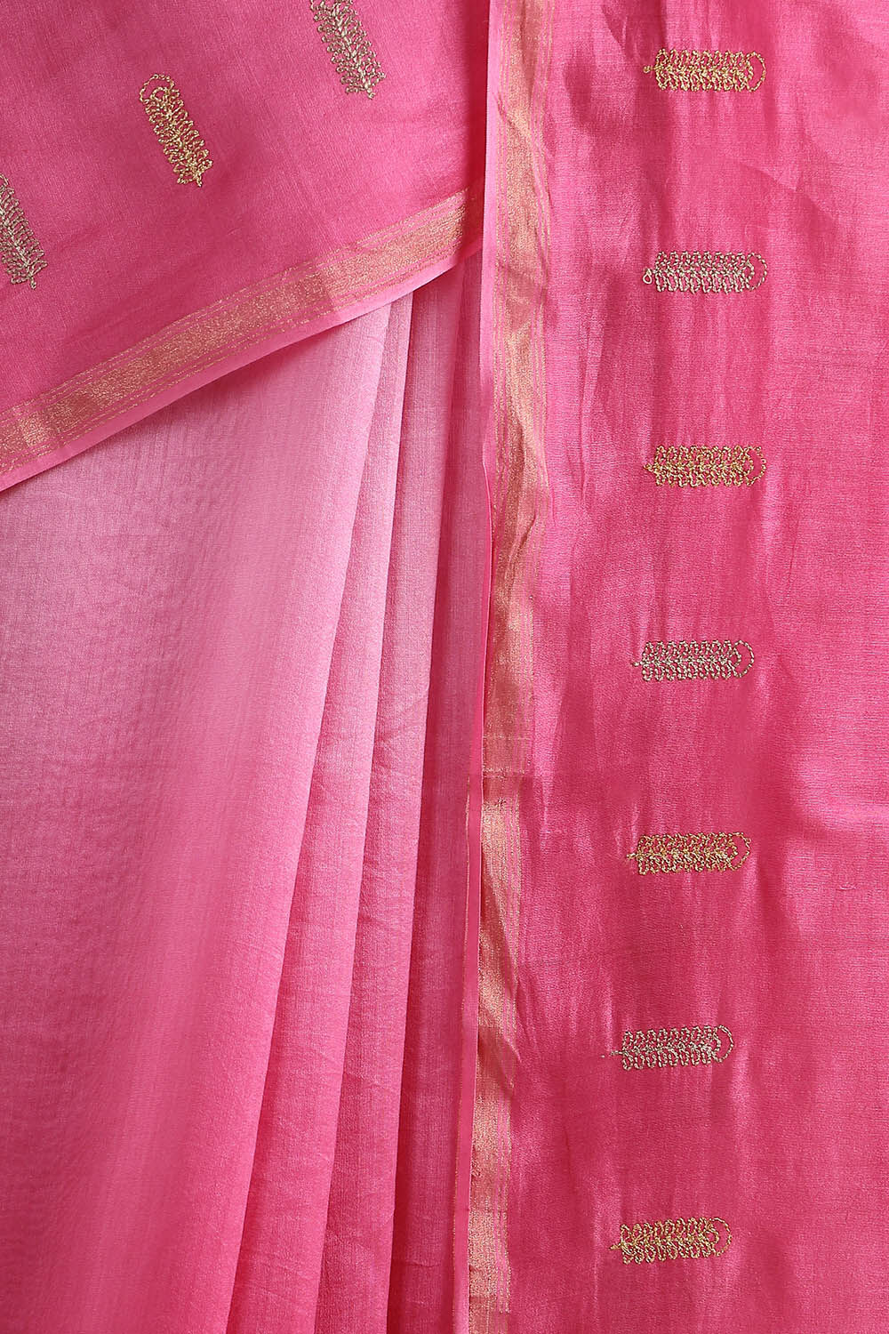 Pink Pure Silk Cotton Embroidered Saree image number null