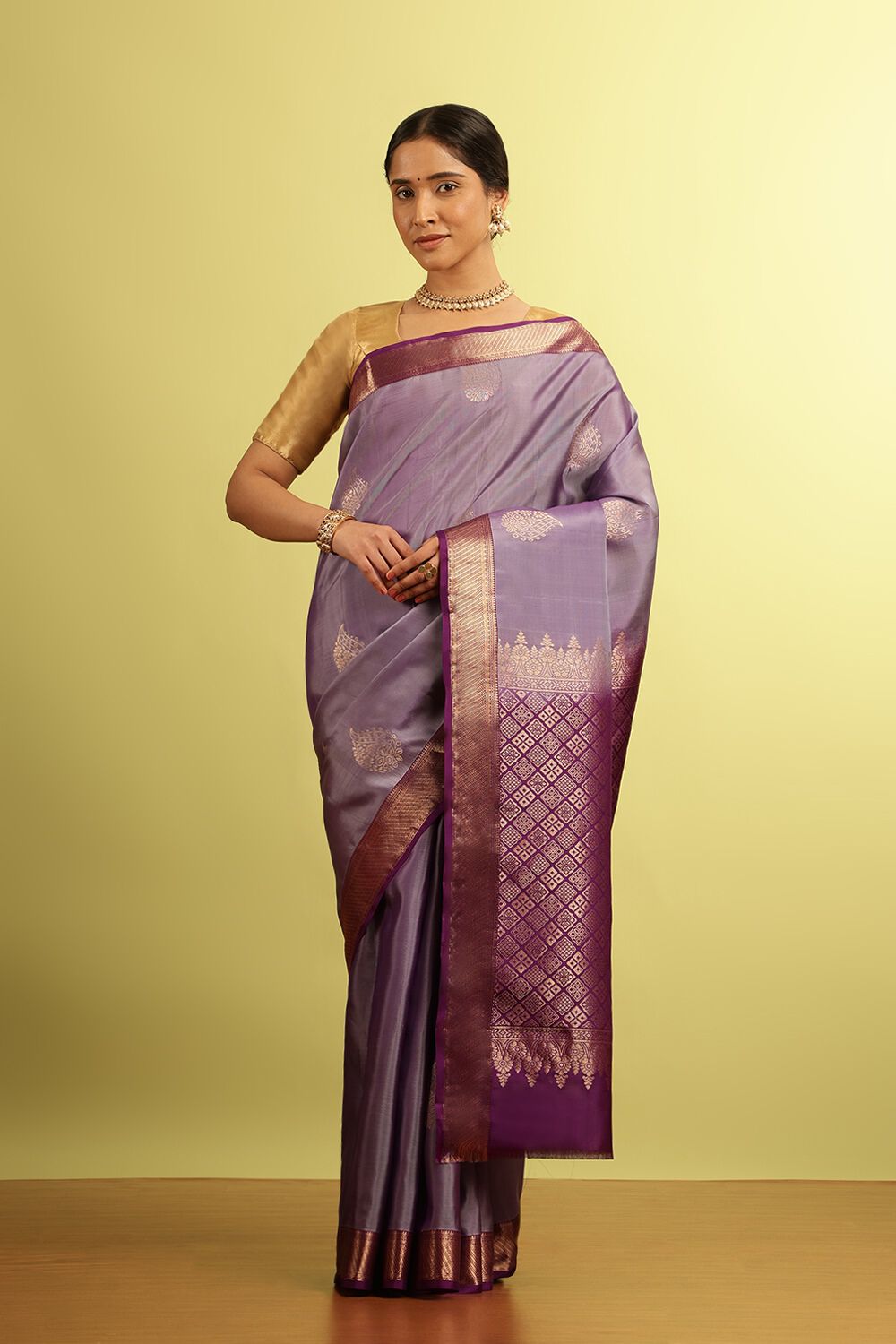 Light Violet Woven Silk Viscose Saree image number null