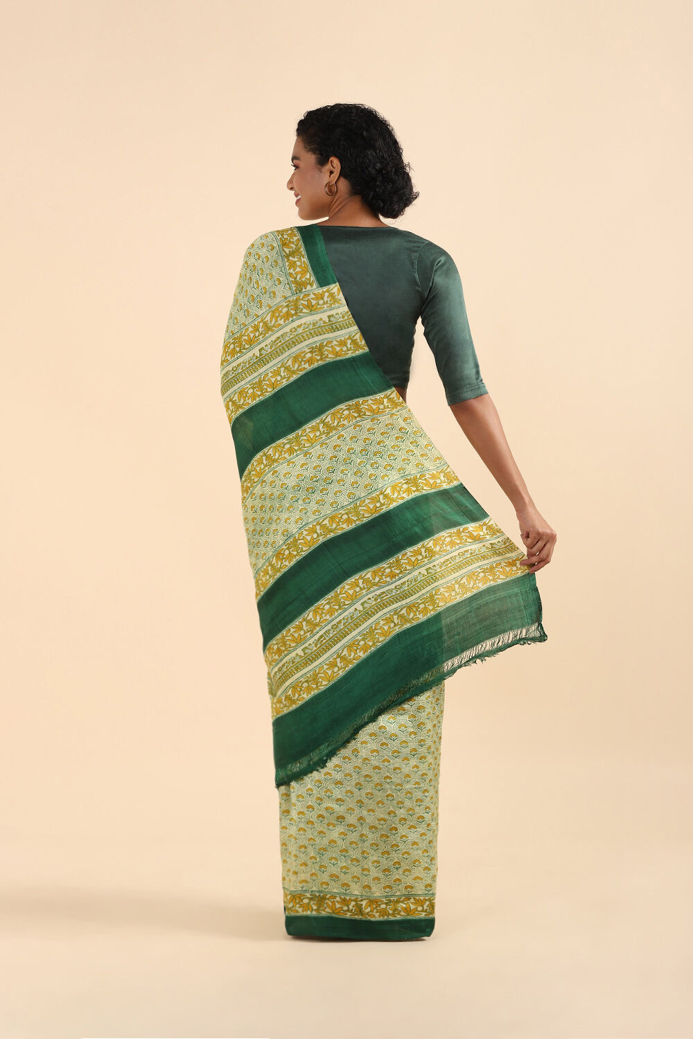 Light Green Pure Silk Printed Saree image number null
