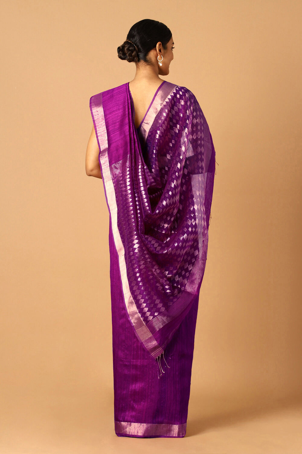Purple Pure Silk Vanya Jamdani Saree image number null