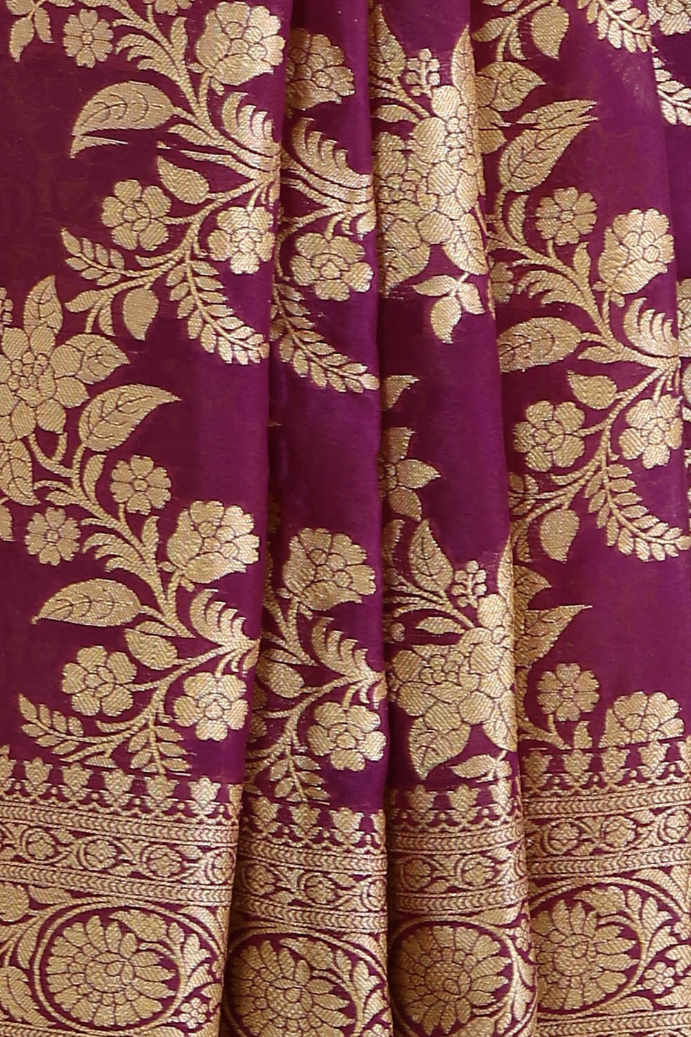 Violet Pure Georgette Banarasi Saree image number null