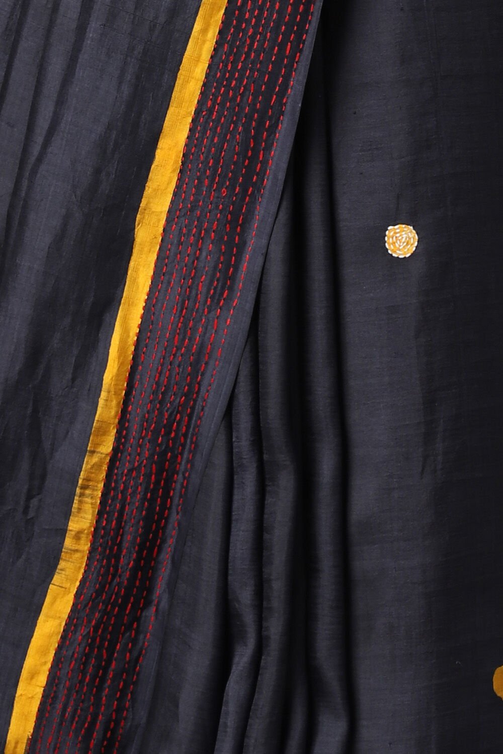 Black Pure Silk Hand Painted Saree image number null