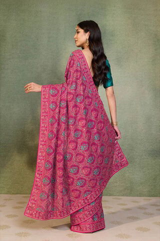 Pink Pure Viscose Embroidered Saree thumbnail image number null