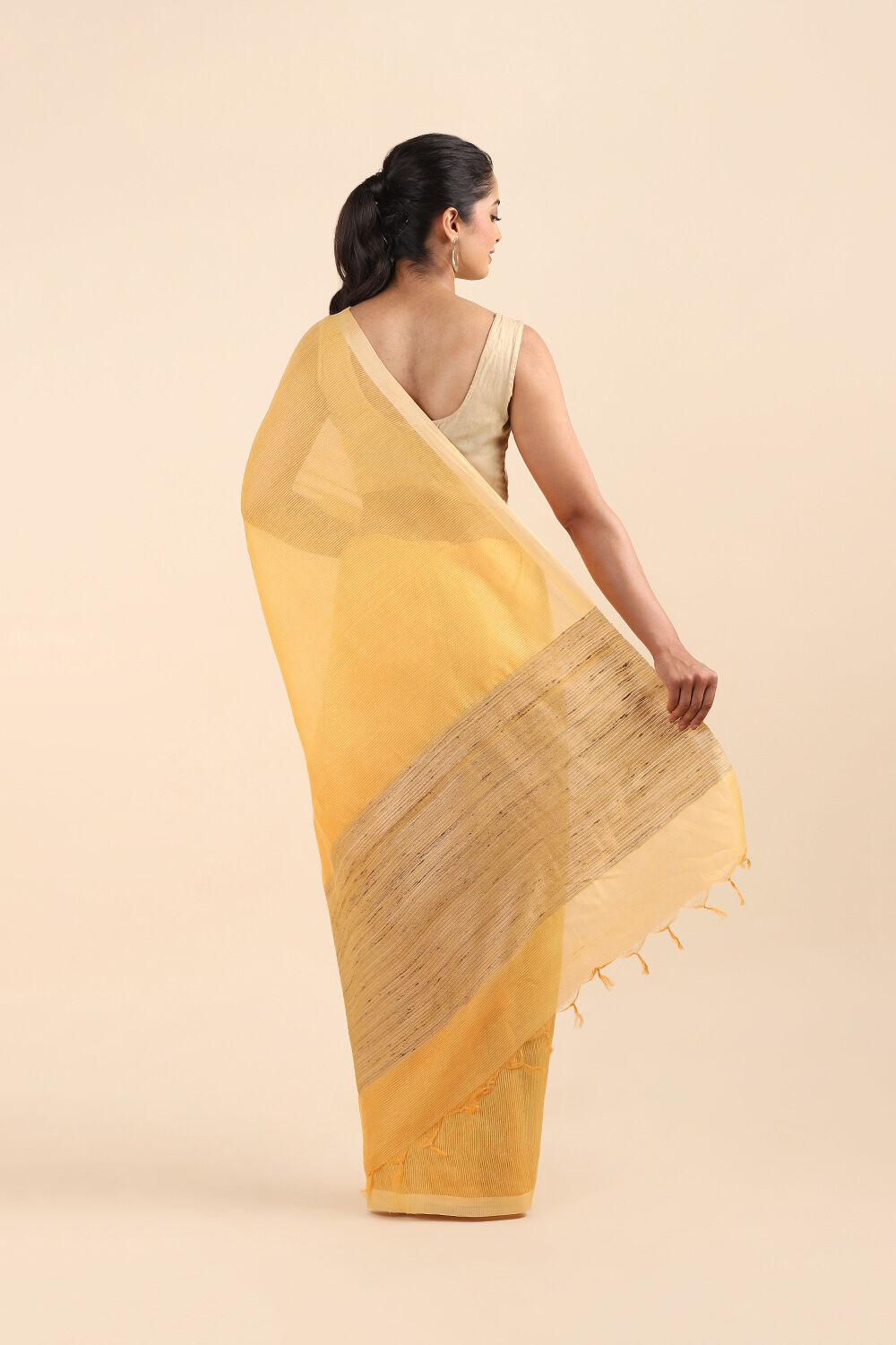 Dark Yellow Pure Silk Woven Saree image number null