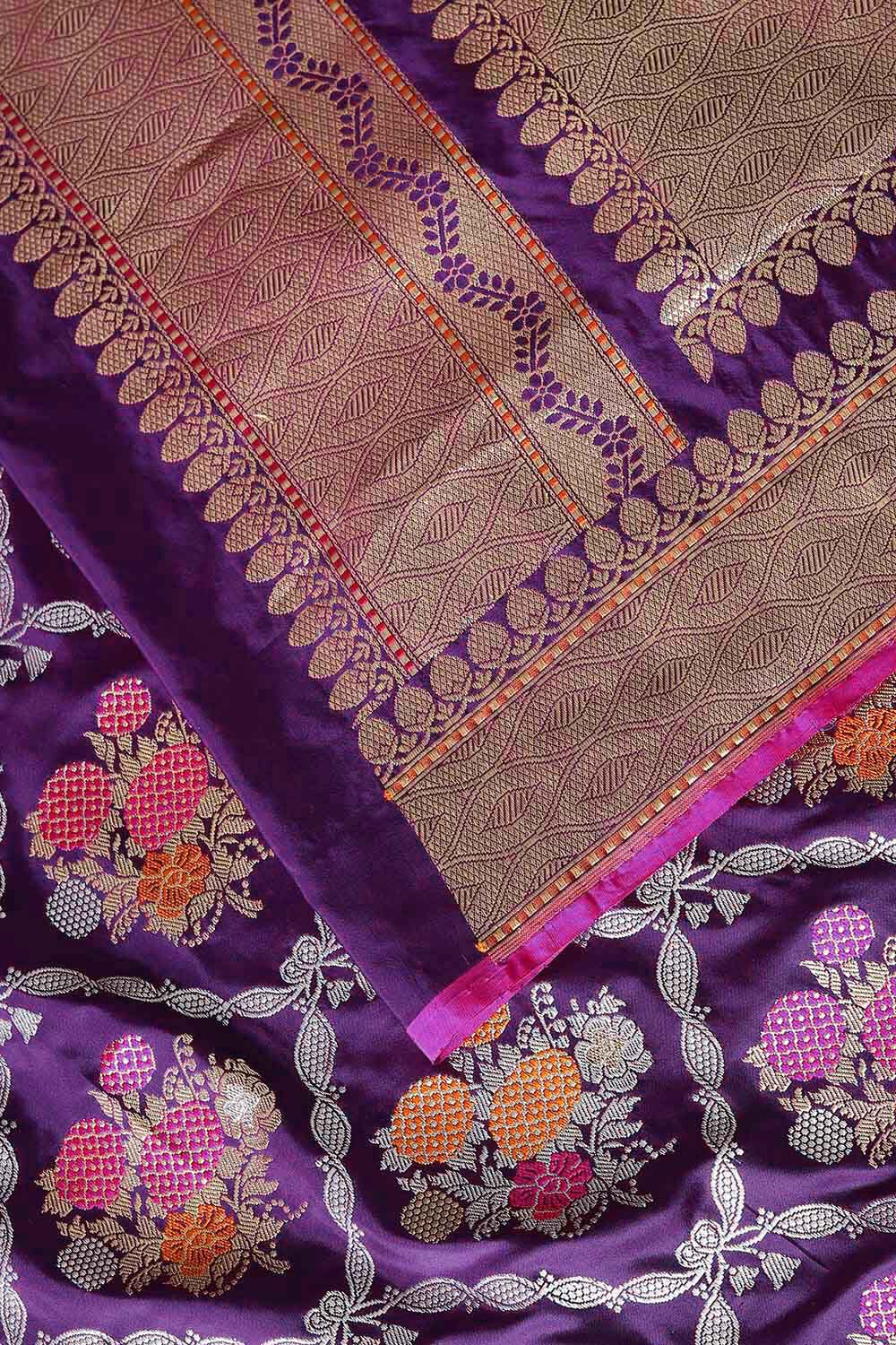 Violet Pure Silk Banarasi Saree image number null
