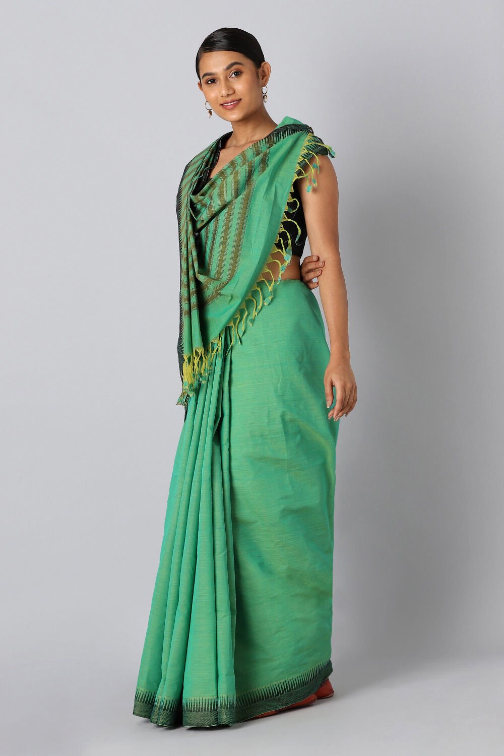 Light Green Pure Cotton Mangalgiri Saree image number null