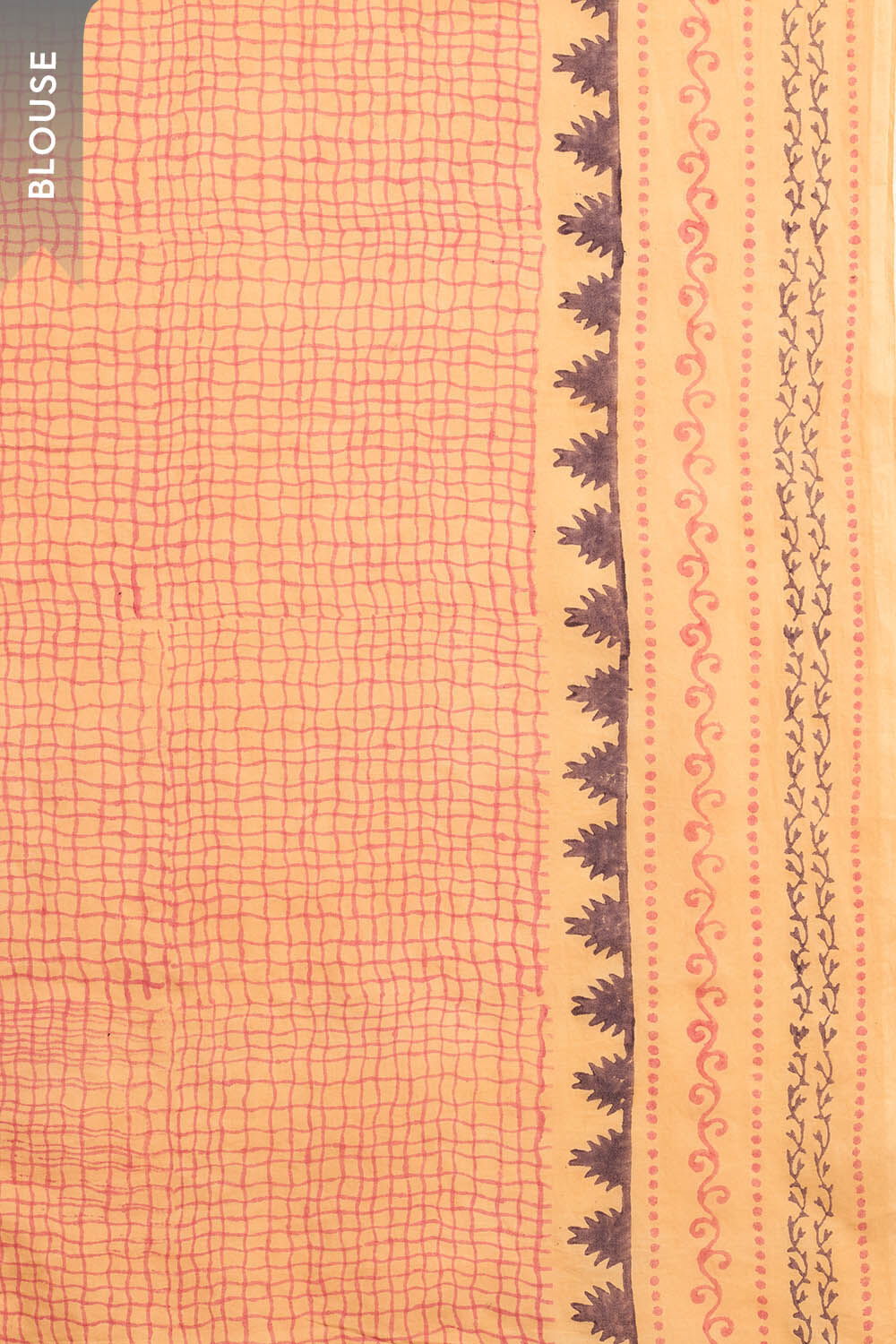 Orange Pure Cotton Block Printed Bengal Saree image number null