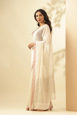 White Woven Pure Silk Cotton Chanderi Saree thumbnail image number null