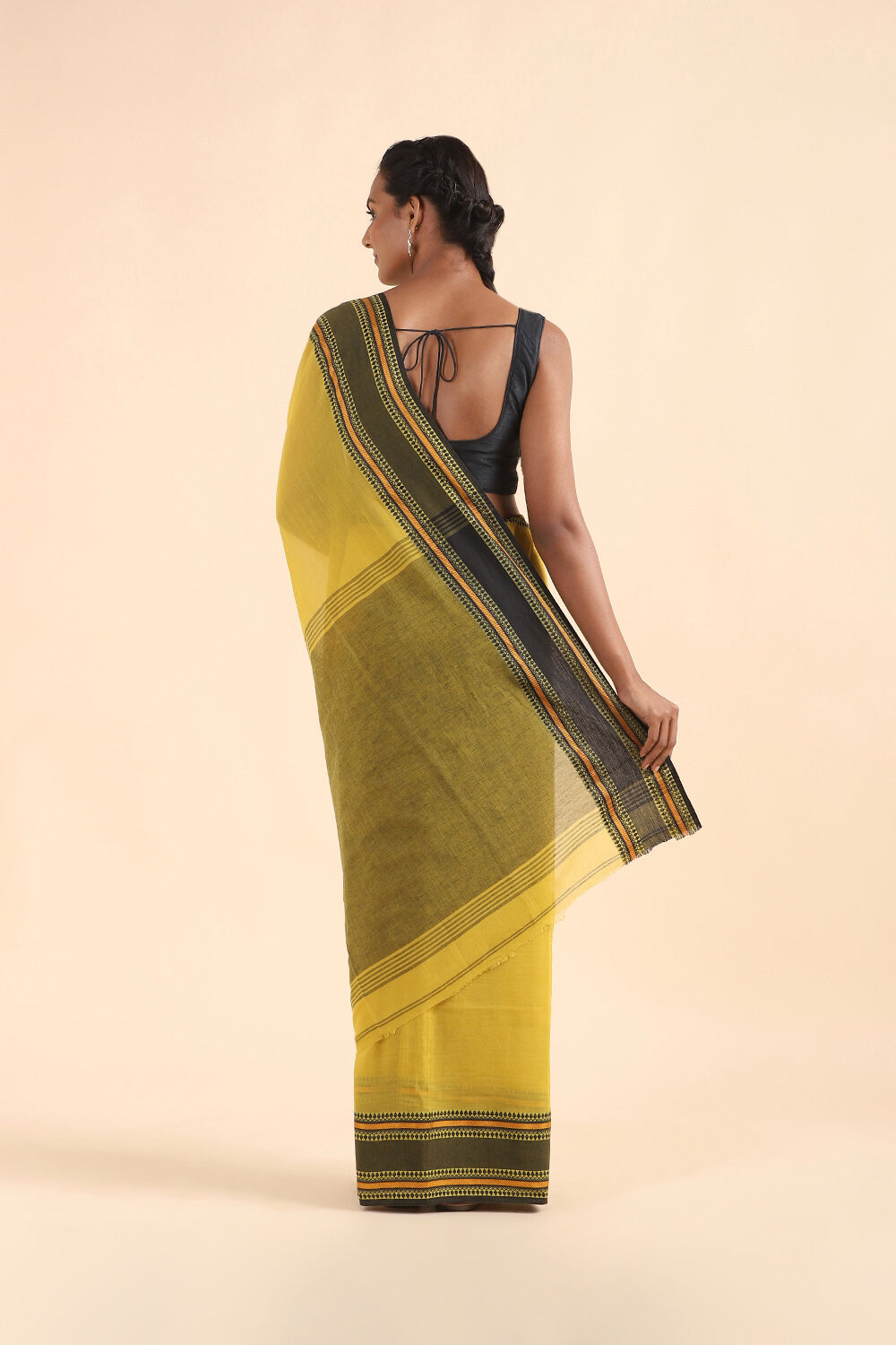 Light Pure Yellow Cotton Bengal Saree image number null
