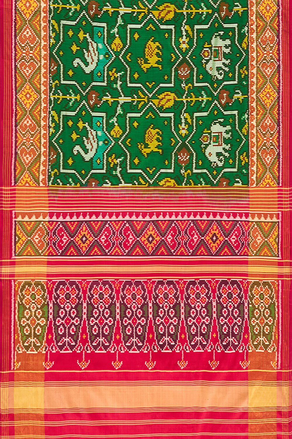 Green Rajkot Pure Silk Ikat Saree image number null