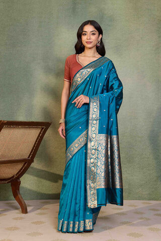 Blue Silk Viscose Cutwork Banarasi Saree thumbnail image number null