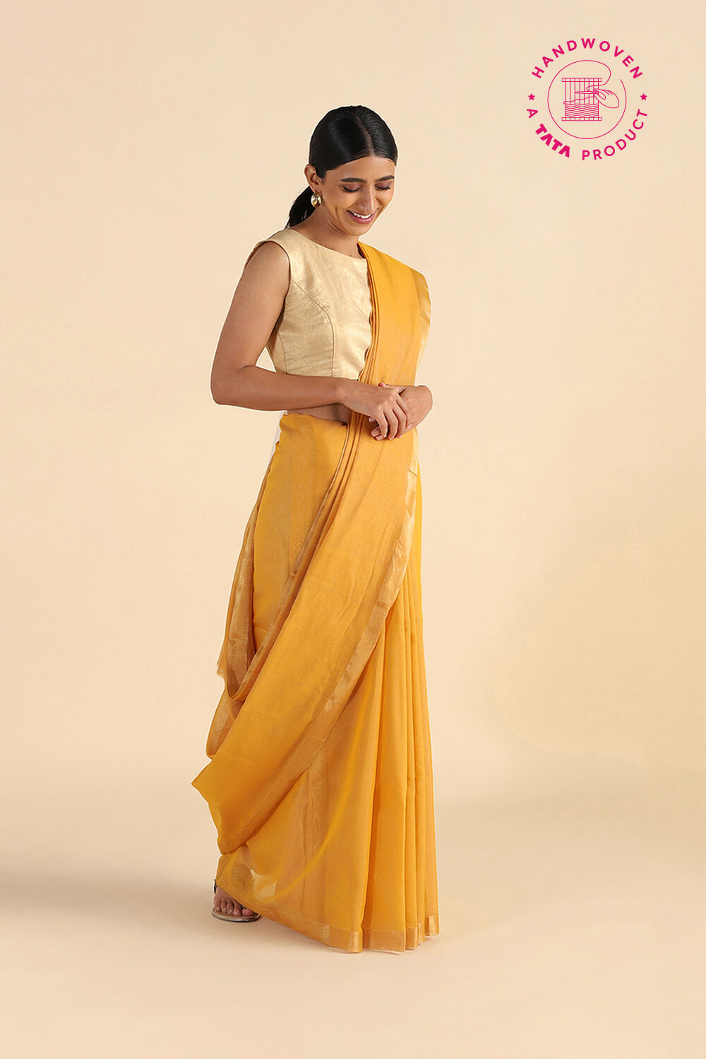 Dark Yellow Bengal Pure Silk Cotton Saree image number null