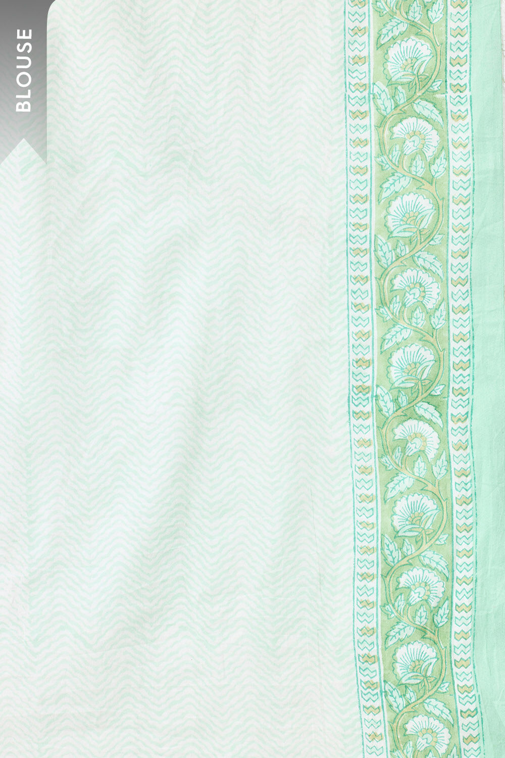 Light Green Block Printed Rajasthan Pure Cotton Saree image number null