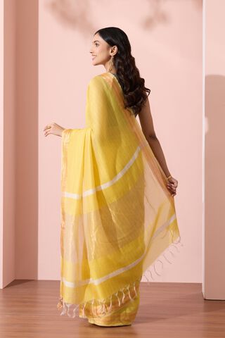 Yellow Bhagalpur Woven Silk Viscose Saree thumbnail image number null