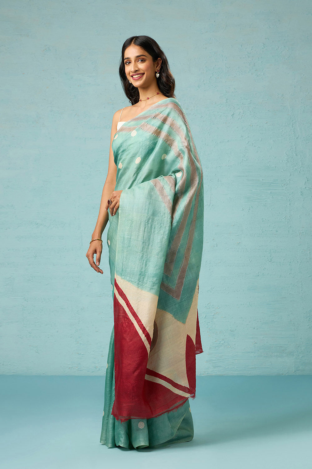Light Green Chattisgarh Pure Tussar Silk Hand Painted Saree image number null