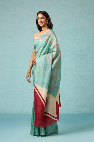 Light Green Chattisgarh Pure Tussar Silk Hand Painted Saree thumbnail image number null