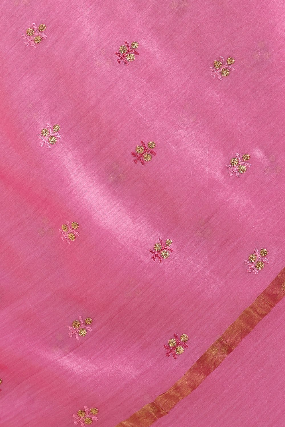 Pink Pure Silk Cotton Embroidered Saree image number null