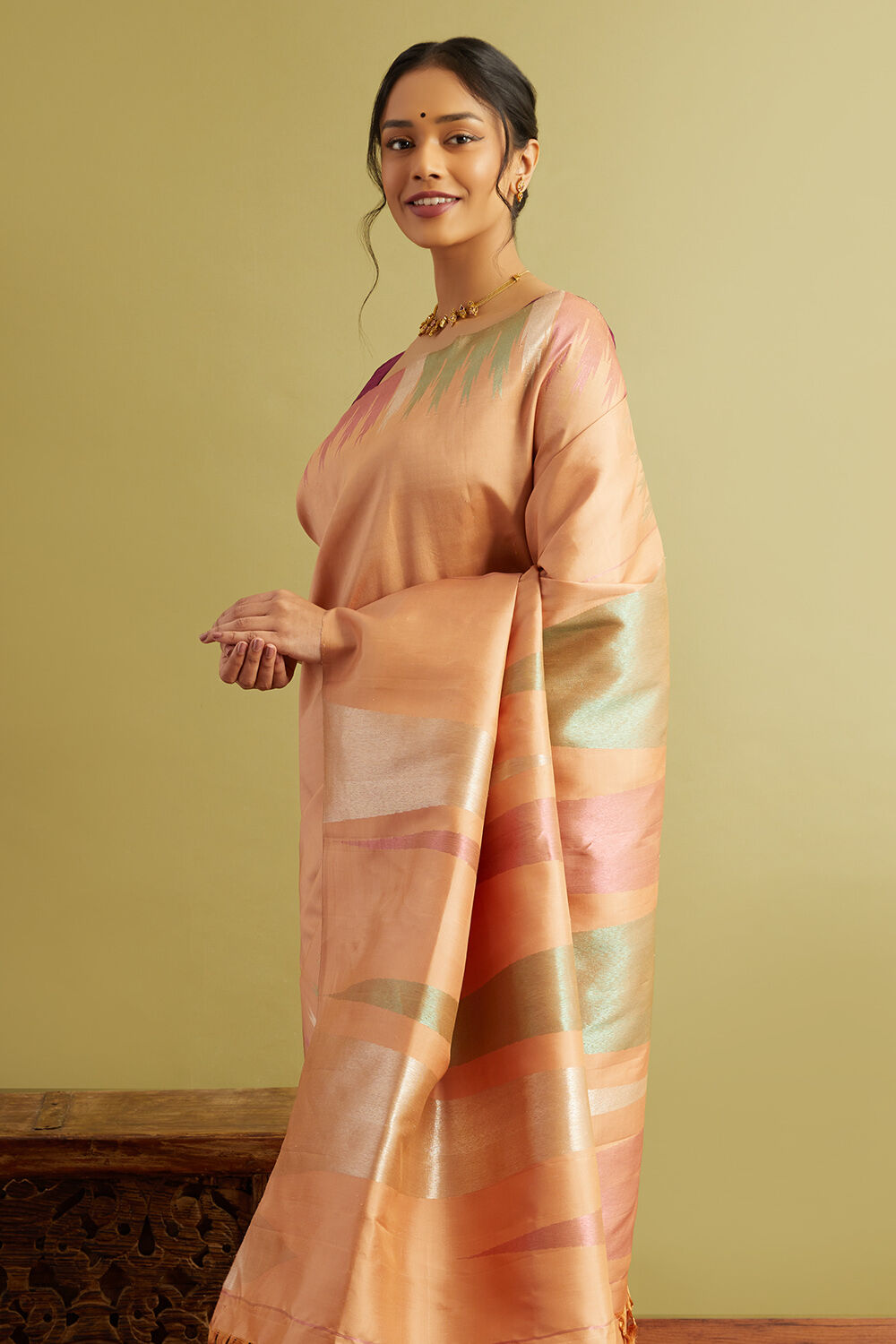 Beige Woven Pure Silk Kanjivaram Saree image number null