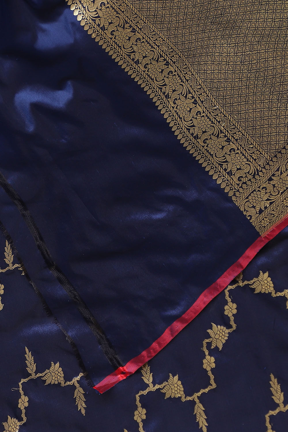 Dark Blue Pure Silk Banarasi Saree image number null