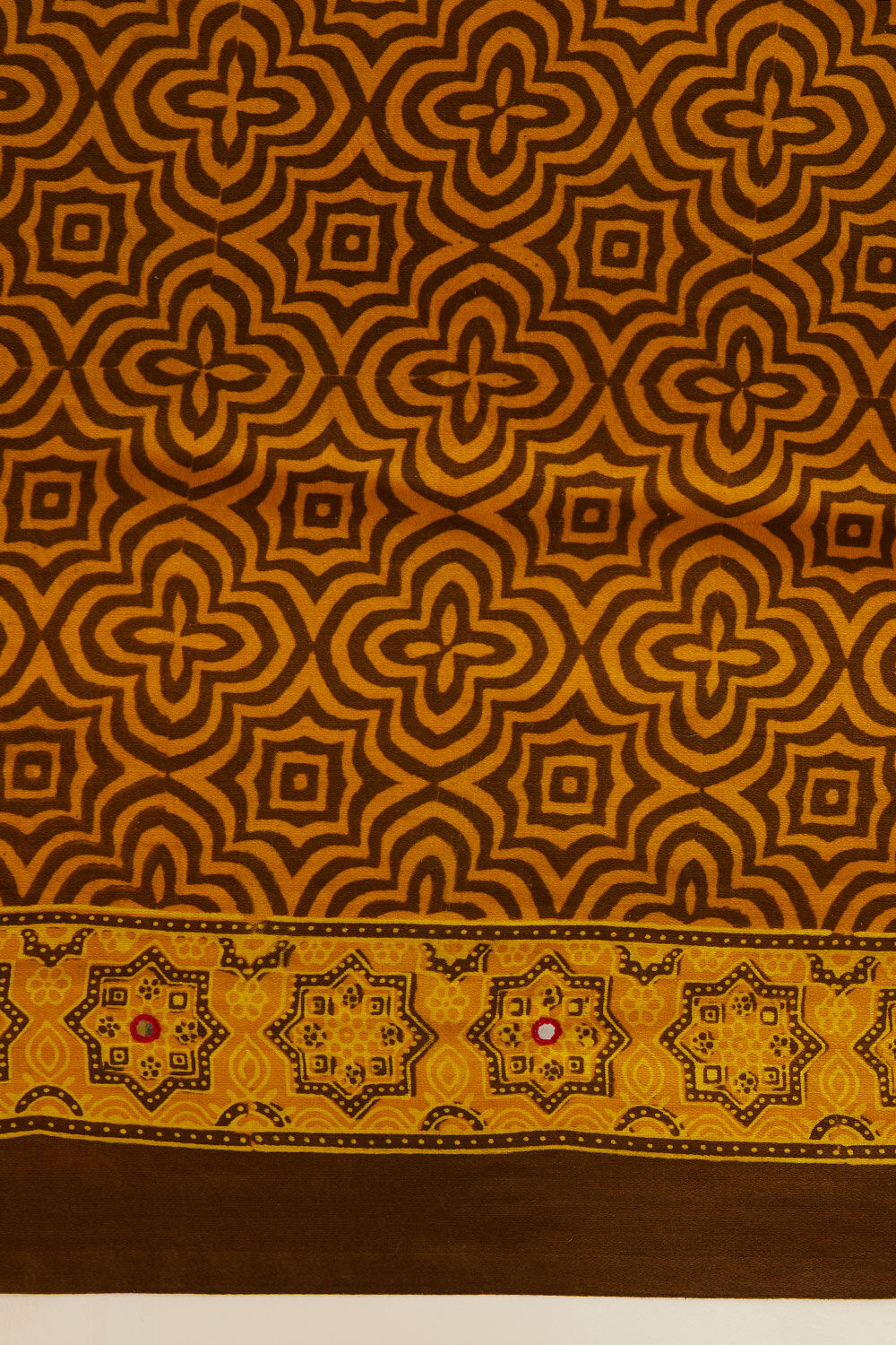 Yellow Pure Silk Ajrakh Printed Saree image number null