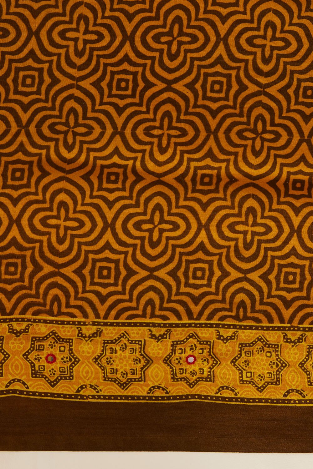 Yellow Pure Silk Ajrakh Printed Saree image number null