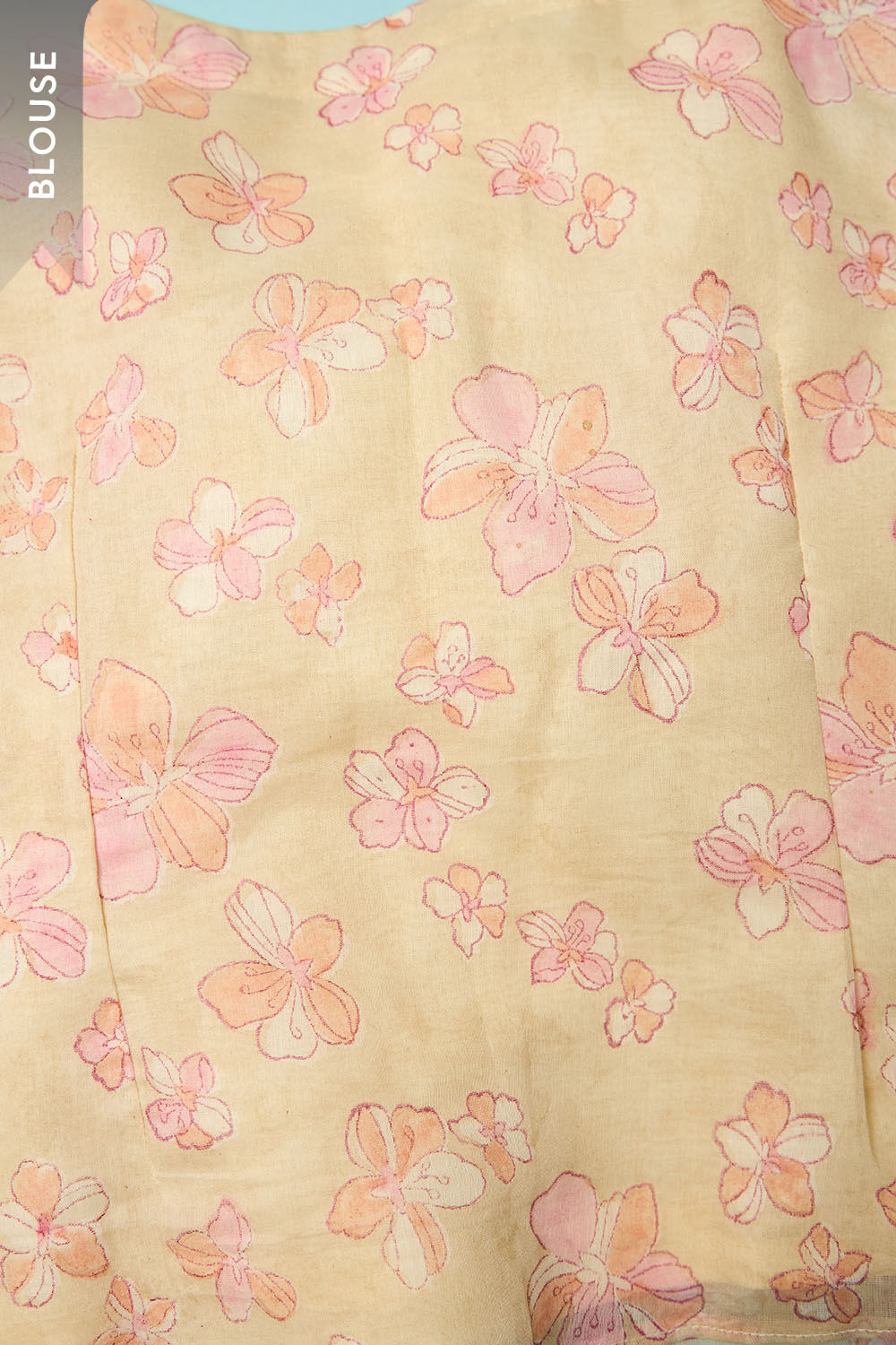 Beige Bagru Pure Silk Cotton Mukaish Saree image number null